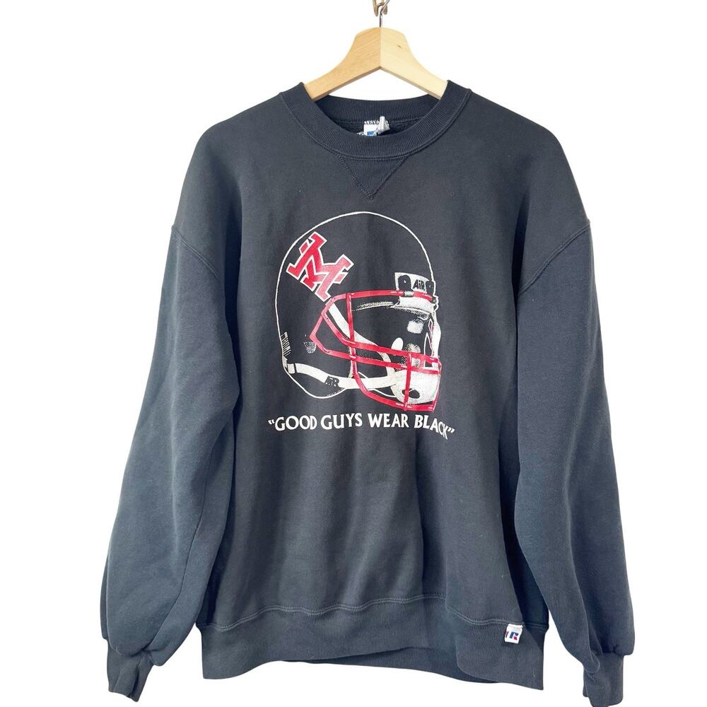 Vintage Black Men XL Sweatshirt “Good Guys Wear Black” Football